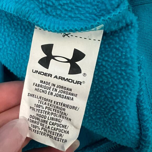 Under Armour Bright Blue Logo Semi-Fitted Athletic Hoodie Sweatshirt size S - Picture 7 of 11